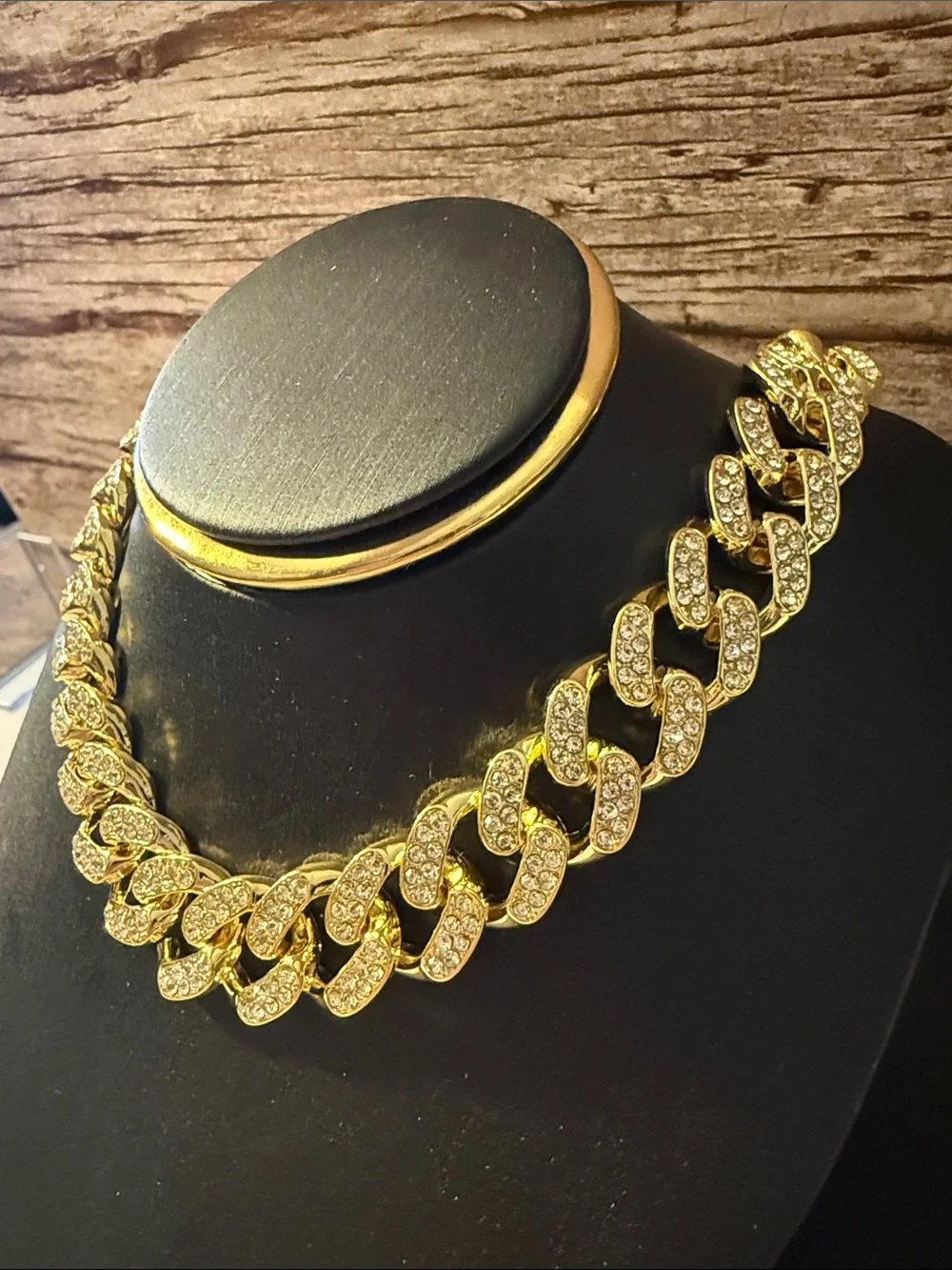 Men's Iced Out Gold Plated Diamond Cuban Link Chain Necklace